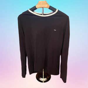 MICHAEL KORS Women’s Size Large Black & White Logo Long Sleeve Tee